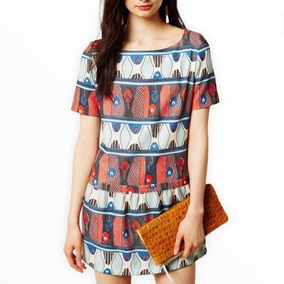 Paul & Joe Sister Guadalupe Drop Waist Geometric Print Short Shift Dress Small - Picture 1 of 13